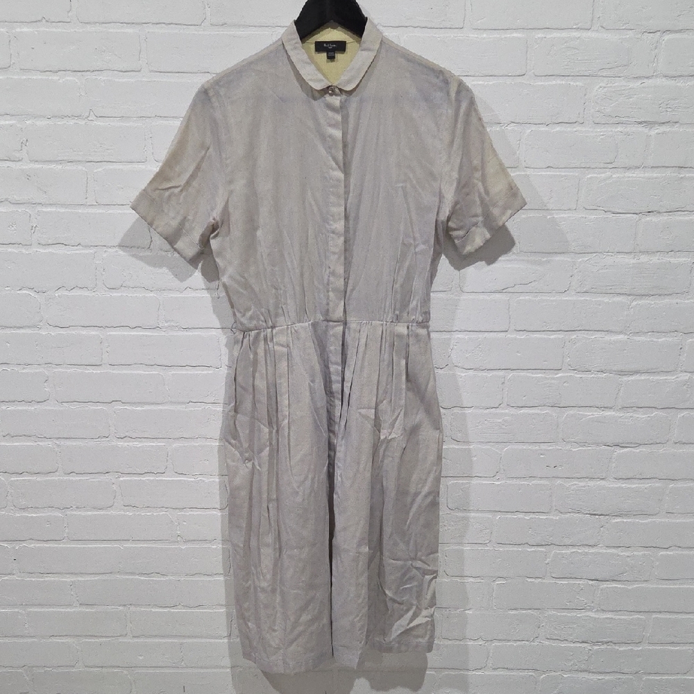 Paul Smith Gray Midi Dress with Classic Collar